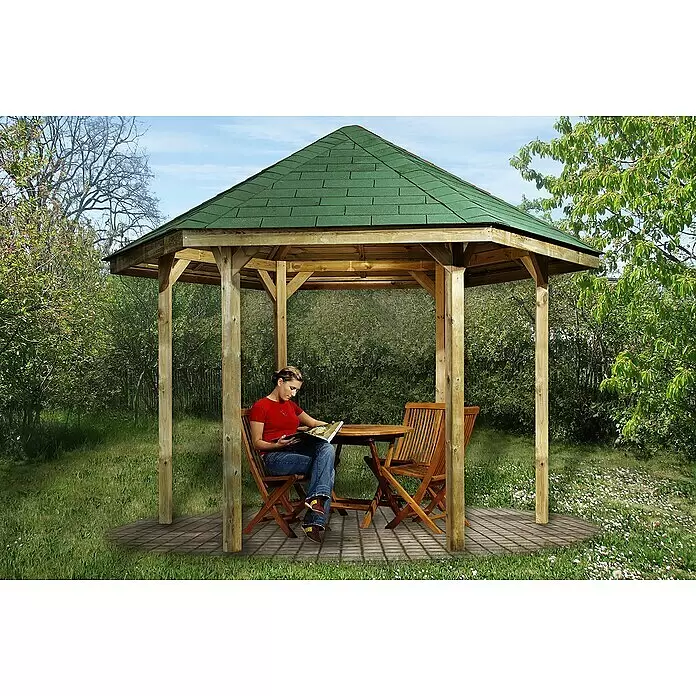 Weka Pavillon 656 - L x B: 376 x 326 cm, Braun - Anwendungsbeispiel