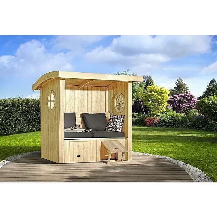 Weka Gartenlaube Merano - L x B x H: 134 x 198 x 186 cm, Natur - Stimmungsaufnahme