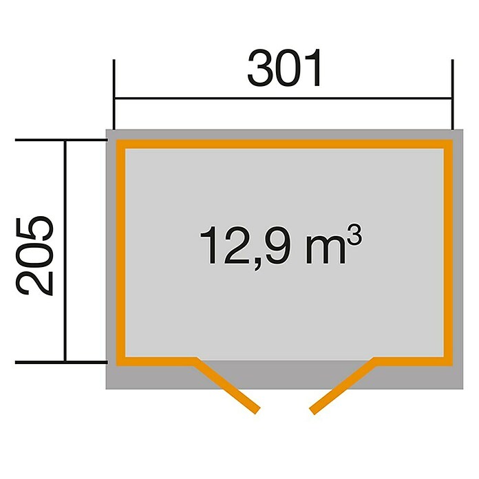 Weka Gartenhaus 218 (Außenmaß inkl. Dachüberstand (B x T): 320 x 239 cm, Holz, Anthrazit/Weiß, 6,17 m²) | BAUHAUS
