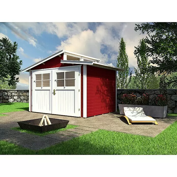 Weka Gartenhaus 226 - Außenmaß inkl. Dachüberstand (B x T): 267 x 261 cm, Holz, Schwedenrot/Weiß, 5,617 m² - Stimmungsaufnahme