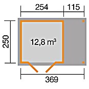 Weka Gartenhaus 321 + Anbau 115 cm (Außenmaß inkl. Dachüberstand (B x T): 393 x 293 cm, Holz, Natur) | BAUHAUS