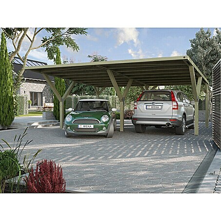 Weka Carport 612 (592 x 606 cm, Doppelcarport, Natur)