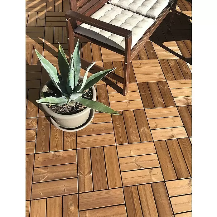 Klickfliese Smartdeck - Kiefer, 30 x 30 x 2,5 cm, Naturbraun, 6 Stk. - Stimmungsaufnahme
