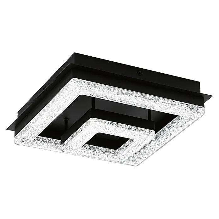 Eglo Plafón LED Fradelo 1 - 12 W, L x An x Al: 26 x 26 x 8,5 cm, Negro/blanco, Blanco cálido - Lámpara de techo moderna con marco negro y elementos de luz cuadrados y brillantes para una iluminación elegante.