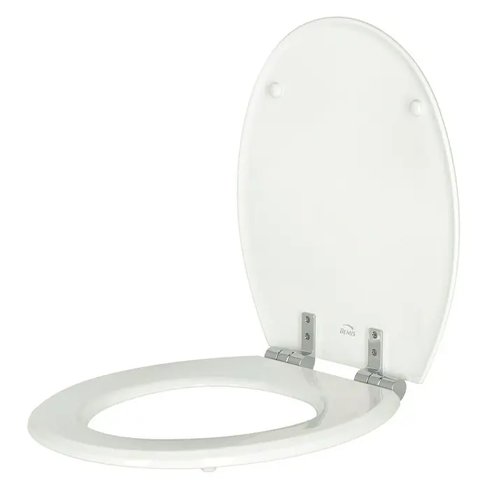 Poseidon WC-Sitz Rio - Holz, Weiß, Mit Absenkautomatik - Weißer Toilettensitz von Bemis mit Chromscharnieren, ideal für jedes Badezimmer. Er ist langlebig, leicht zu reinigen und bietet Komfort.