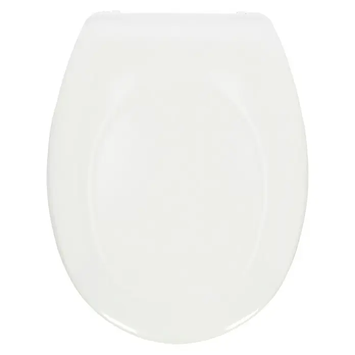 Poseidon WC-Sitz Ottawa - Duroplast, Weiß, Mit Absenkautomatik - Ein Detailbild eines weißen Toilettensitzes. Das Produkt präsentiert ein minimalistisches und elegantes Design für moderne Badezimmer.