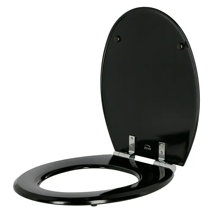 Poseidon WC-Sitz Rio - Holz, Schwarz, Mit Absenkautomatik - Schwarzer Toilettensitz der Marke Bemis, ideal für jedes Badezimmer. Robuste Konstruktion und einfache Montage.