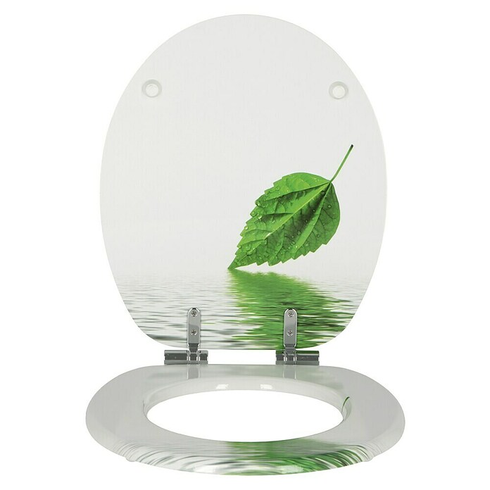Poseidon WC-Sitz Leaf (Mit Absenkautomatik, MDF, Abnehmbar, Weiß/Grün)