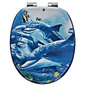 Poseidon Daska za WC Sea Life 3D (S automatikom upuštanja, MDF, Može se skinuti, Plava)