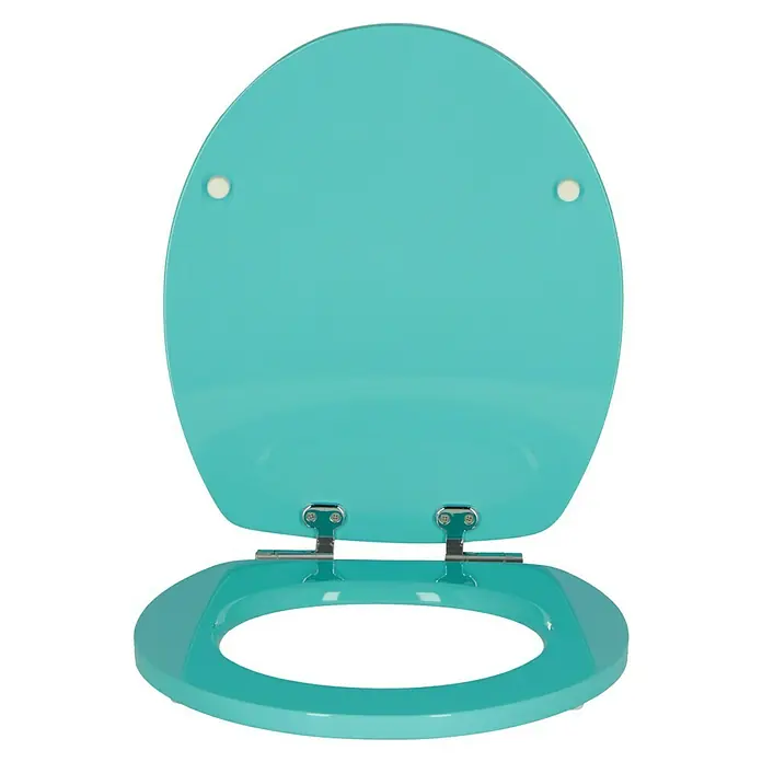 Poseidon WC-Sitz BoraBora - MDF, Blau, Mit Absenkautomatik - Türkisblauer Toilettensitz mit ovalem Deckel und glänzender Oberfläche für ein stilvolles Badezimmerambiente.