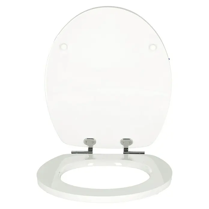 Poseidon WC-Sitz Orchidee - MDF, Mehrfarbig, Mit Absenkautomatik - Ein weißer Toilettensitz mit Deckel, aus robustem Material gefertigt und mit stabilen Metallscharnieren ausgestattet. Perfekt für jedes Badezimmer.