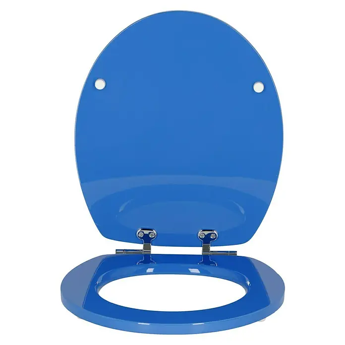 Poseidon WC-Sitz Blue Lagoon - MDF, Blau, Mit Absenkautomatik - Blaue Toilettenbrille mit Chrombeschlägen, ein funktionales und stilvolles Detail für jedes Badezimmer.