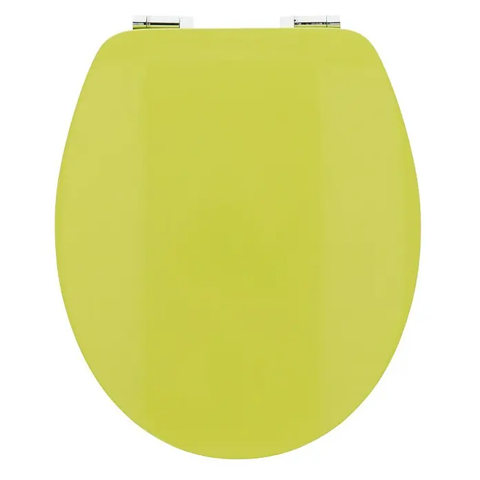 Poseidon WC-Sitz Kolorit - MDF, Grün, Mit Absenkautomatik - Ein auffälliger, limonengrüner Toilettensitz mit glänzenden Chrombeschlägen, der jedem Badezimmer einen Farbtupfer verleiht.