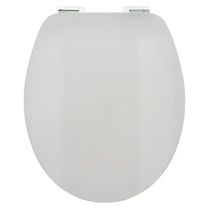 Poseidon WC-Sitz Kolorit - MDF, Manhattan, Mit Absenkautomatik - Weißer WC-Sitz mit glänzenden Metallscharnieren, ideal für jedes Badezimmerdesign. Hochwertige Verarbeitung für Langlebigkeit.