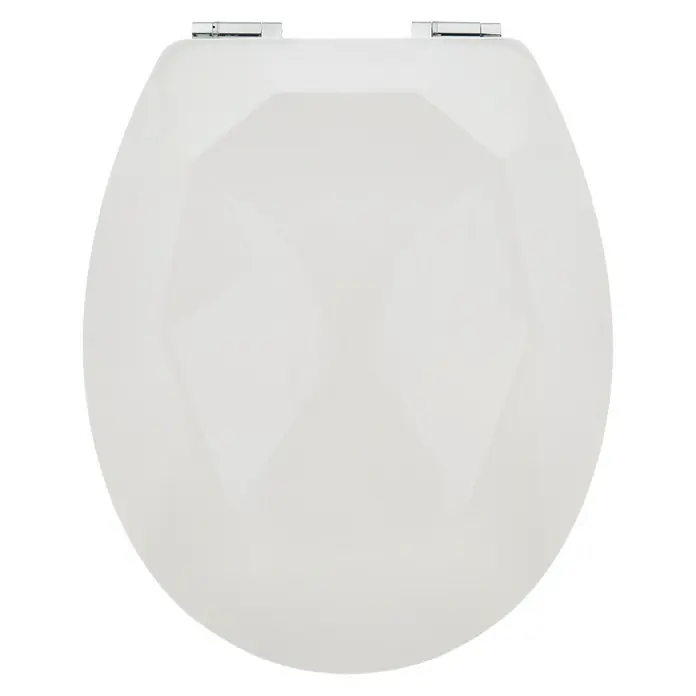 Poseidon WC-Sitz Brillant - Holz, Weiß, Mit Absenkautomatik - Der weiße Toilettensitz mit dem markanten, geometrischen Design verleiht jedem Badezimmer einen Hauch von moderner Eleganz. Seine glatte Oberfläche ist leicht zu reinigen.