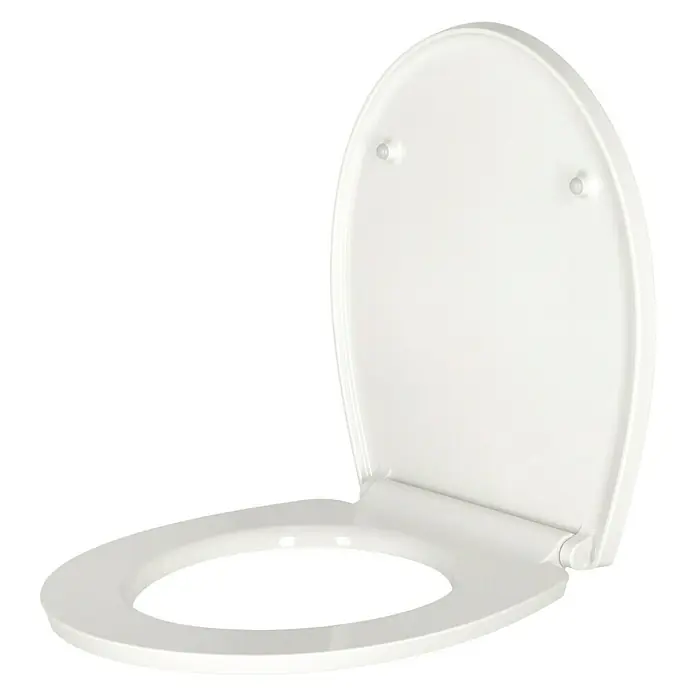 Poseidon WC-Sitz Zen Garden Magic Motion - Duroplast, Mehrfarbig, Mit Absenkautomatik - Weiße Toilettensitz mit Deckel in offener Position.
