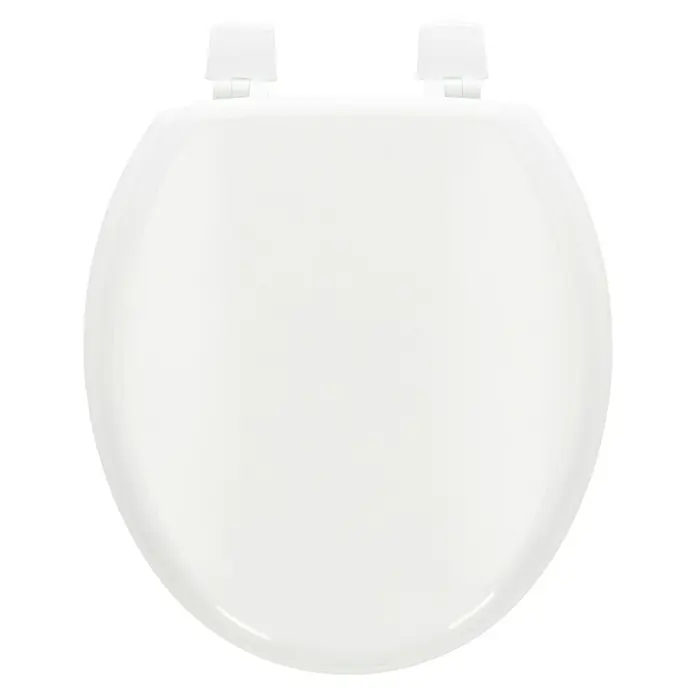 Poseidon WC-Sitz Kimo - MDF, Weiß - Ein sauberer, weißer Toilettensitz mit glatter Oberfläche und Befestigungsnoppen, ideal für jedes Badezimmerdesign.