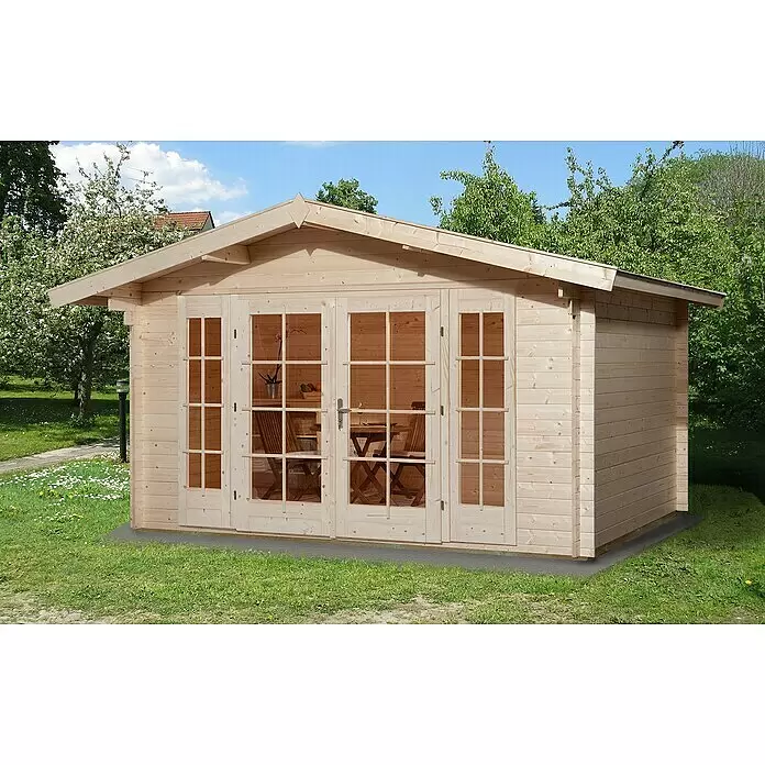 Weka Gartenhaus Weekendhaus 137 - Außenmaß inkl. Dachüberstand (B x T): 460 x 454 cm, Holz, Natur - Stimmungsaufnahme