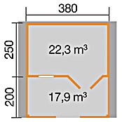 Weka Gartenhaus 111 (Außenmaß inkl. Dachüberstand (B x T): 460 x 464 cm, Holz, Natur, 17,1 m², Mit Vordach & Brüstungsgeländer) | BAUHAUS