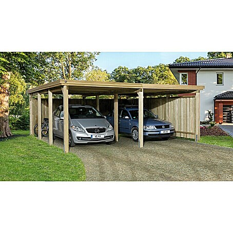 Weka Carport 618 (Holz, Doppelcarport, Natur, Grundfläche: 34,042 m², Mit Stahldach)