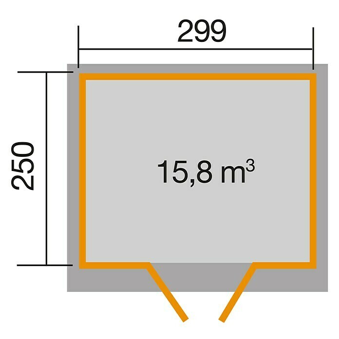 Weka Gerätehaus 325 A7,493 m², Wandstärke: 19 mm, Unbehandelt Sketch