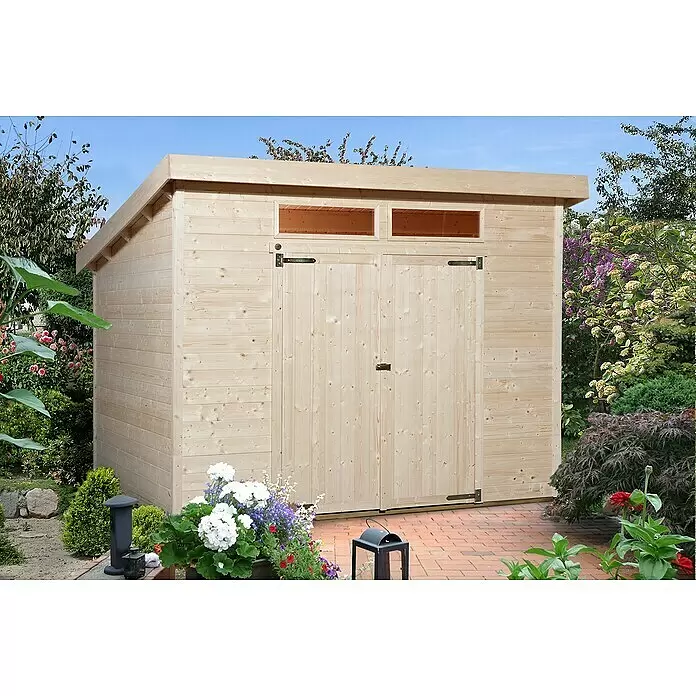 Weka Gerätehaus 325 A - 7,493 m², Wandstärke: 19 mm, Unbehandelt - Stimmungsaufnahme