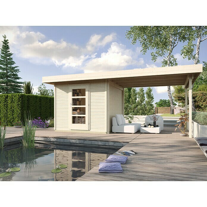 Weka wekaLine Gartenhaus Designhaus 413 (Außenmaß inkl. Dachüberstand (B x  T): 260 x 260 cm, Holz, Anthrazit/Weiß, 6,25 m²) | BAUHAUS