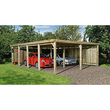 Weka Carport 618 (Holz, Doppelcarport, Natur, Grundfläche: 45,158 m², Ohne Dachplatten)