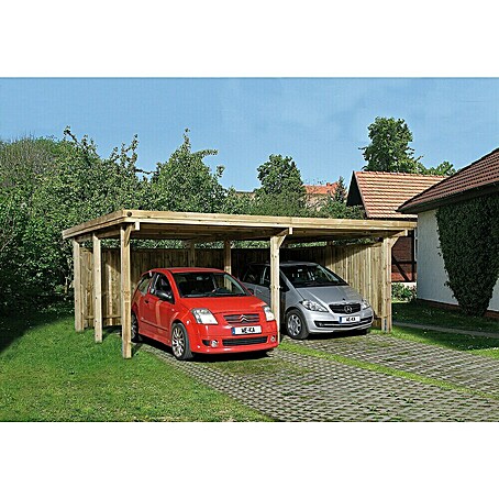 Weka Carport 618 (Holz, Doppelcarport, Natur, Grundfläche: 22,925 m², Ohne Dachplatten)