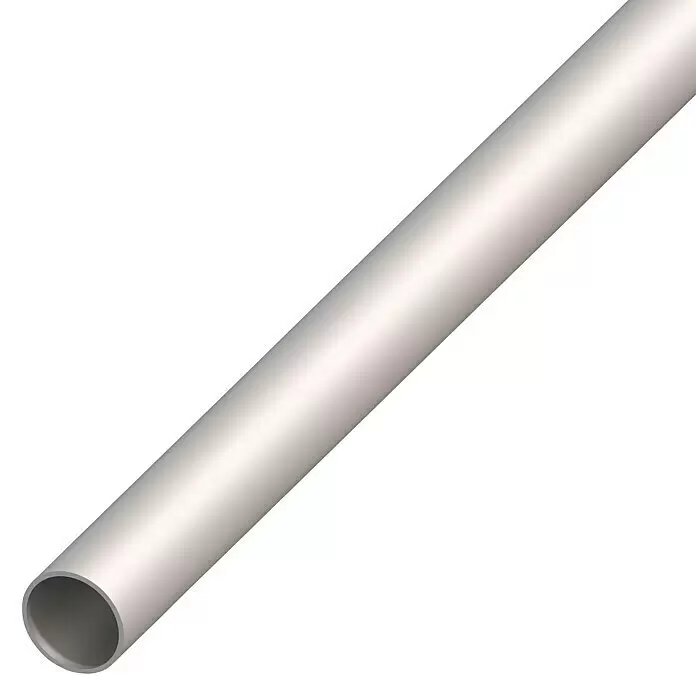 Kantoflex Tubo redondo - Ø x L: 22 x 2.000 mm, Espesor: 1,2 mm, Acero - Tubo cilíndrico hueco gris claro, vista en ángulo.