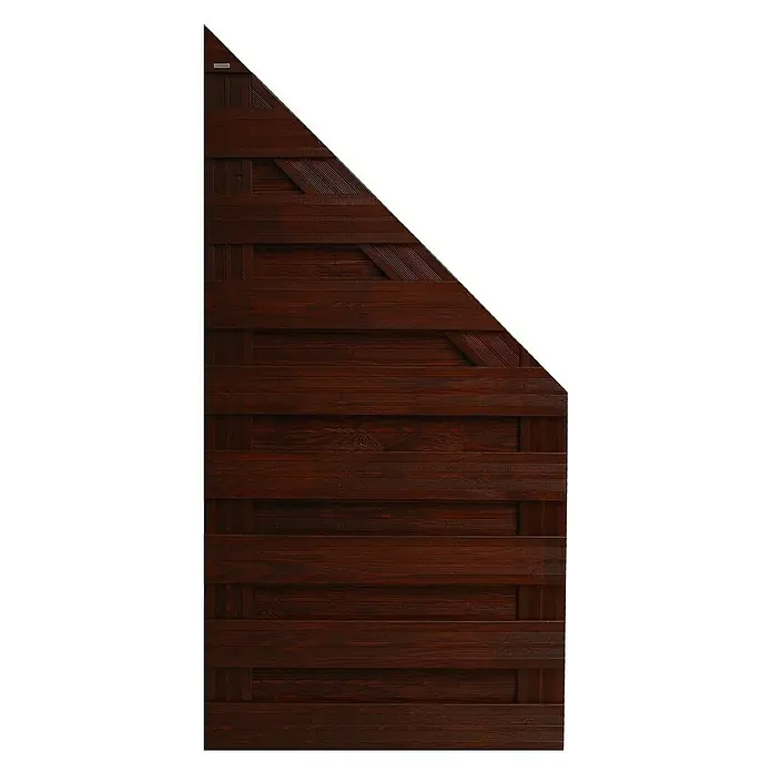 Andrewex Sichtschutzelement Goch - 90 x 90/180 cm, Braun - Detailansicht eines braunen Holzzauns mit schrägen Kanten, der eine rustikale und natürliche Ästhetik verleiht.