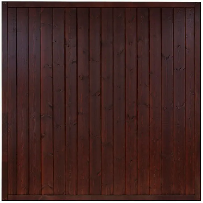 Andrewex Sichtschutzelement Oxford - 180 x 180 cm, Braun - Dunkel gebeizte Holzpaneele mit vertikalen Brettern, ideal für rustikale Innenräume oder als robuste Zaunverkleidung.