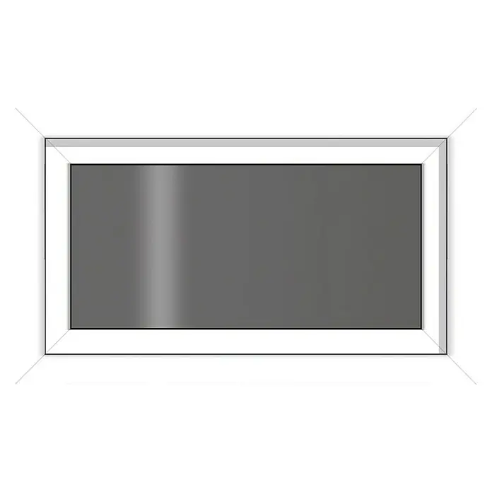 Solid Elements Ventana para sótano - An x Al: 100 x 60 cm, Apertura según normativa: Izquierda, Blanco - Una ventana rectangular con marco blanco sobre un fondo negro. El cristal de la ventana es gris y refleja la luz.