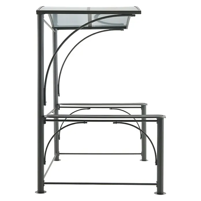 Sunfun Grillpavillon BBQ - B x T: 213 x 150 cm, Farbe Gestell: Anthrazit, Aluminium - Metallregal mit zwei Ablagen und einem transparenten Dach. Ideal für den Garten oder die Terrasse, robust und wetterfest.