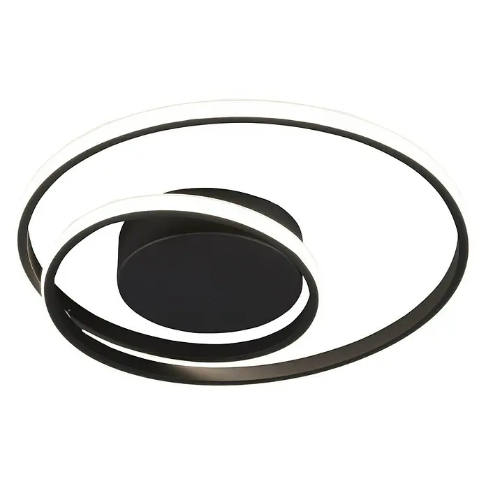 Trio Leuchten LED-Deckenleuchte rund Zibal - 22 W, Ø x H: 390 mm x 7 cm, Schwarz, Warmweiß - Moderne LED-Deckenleuchte mit zwei Ringen und schwarzem Gehäuse für stilvolle Beleuchtung in jedem Raum.