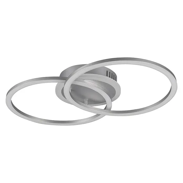 Trio Leuchten LED-Deckenleuchte Venida - 25 W, L x B x H: 50 x 30 x 7 cm, Titan, Warmweiß - Moderne LED-Deckenleuchte mit drei ineinander verschlungenen Ringen in Silberoptik für eine stilvolle Beleuchtung.