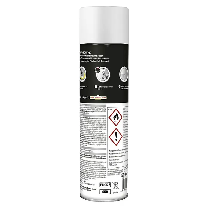 Pattex Schaumpistolenreiniger White Line - 500 ml - Bild einer Dose Pattex White Line Pistolenreiniger. Das Produkt dient zur Reinigung von Schaumpistolen und zum Entfernen von PU-Schaum.