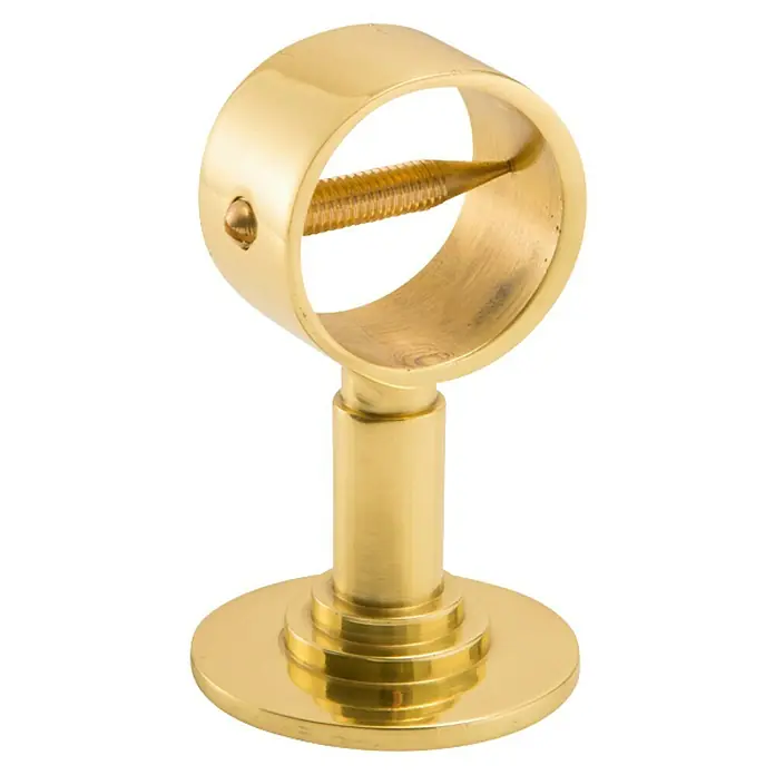 Stabilit Wandhalterung - L x B: 75 x 25 mm, Für Seildurchmesser: 30 mm, Poliert - Goldene Gardinenstangenhalterung mit Schraube zur Befestigung der Stange und einer runden Basis zur Montage an der Wand.