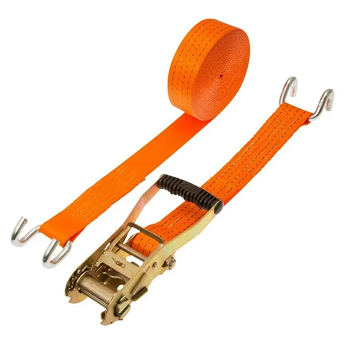 Conacord Spanngurt - 8 m x 5 cm, Belastbarkeit: 2.000 kg, Zweiteilig, 2 Rahmenhaken - Orangefarbener Spanngurt mit Haken und Ratsche zum sicheren Verzurren von Ladungen. Ideal für Transport und Sicherung.