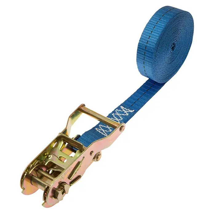 Conacord Spanngurt - 5 m x 2,5 cm, Belastbarkeit: 500 kg, Einteilig, Mit Ratsche - Blaues Spanngurt mit Ratsche zur Ladungssicherung.  Das Werkzeug ist ein wichtiges Hilfsmittel für sicheren Transport.