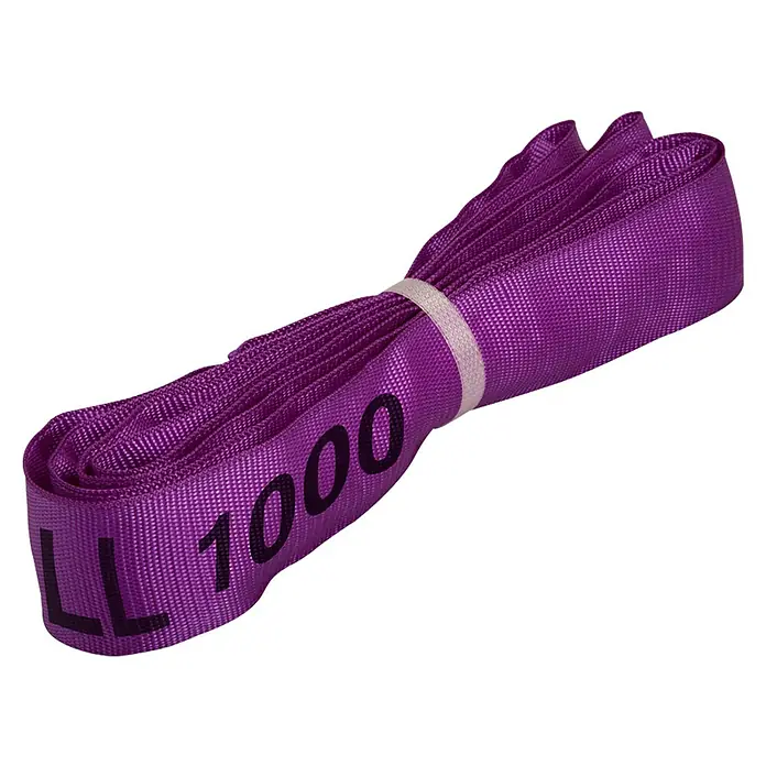 Conacord Rundschlinge - Umfang: 2 m, Belastbarkeit: 1.000 kg - Violettes Hebeband mit der Aufschrift "LL 1000", ideal für schwere Lasten und sichere Hebemanöver.