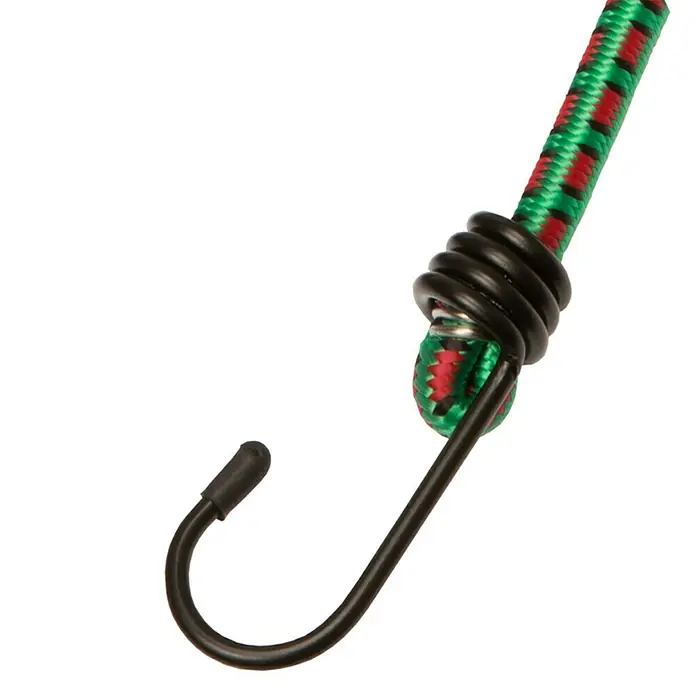 Alpha Tools Gepäckspanner - Belastbarkeit: 7 kg, 6 Stk. - Nahaufnahme eines Spanngummis mit Haken, ideal zum Sichern von Gegenständen. Vielseitig einsetzbar für Transport und Lagerung.