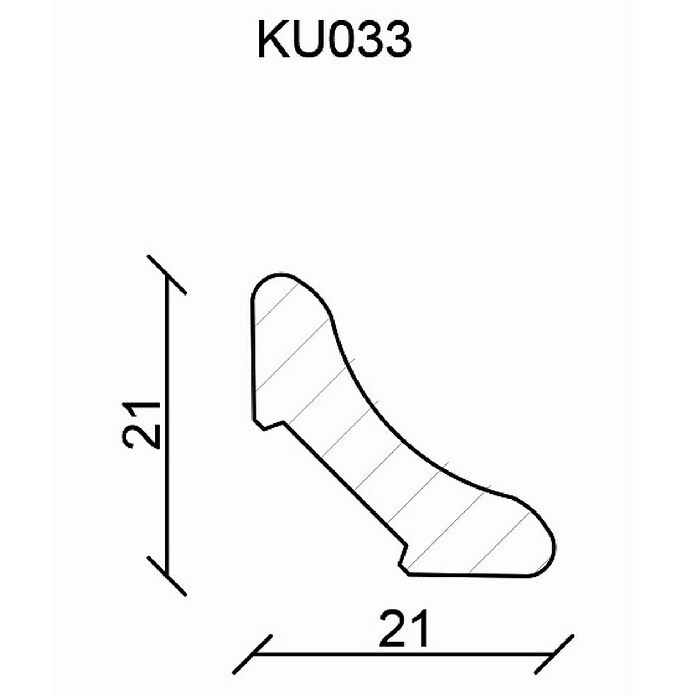 Profilleiste KU033 (240 cm x 21 mm x 21 mm, MDF) | BAUHAUS