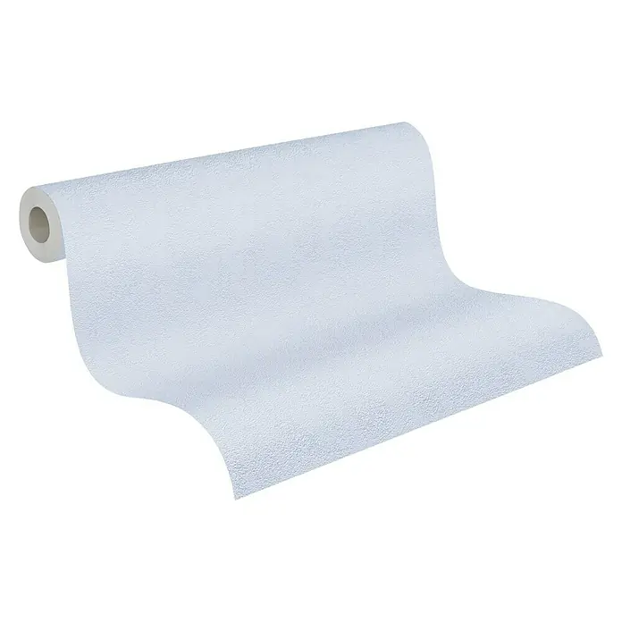 A.S. Création Vliestapete - Blau, Uni, 10,05 x 0,53 m - Eine Rolle weiße, strukturierte Tapete, ideal für die Gestaltung von Innenräumen und zur Schaffung einer sauberen, modernen Atmosphäre.