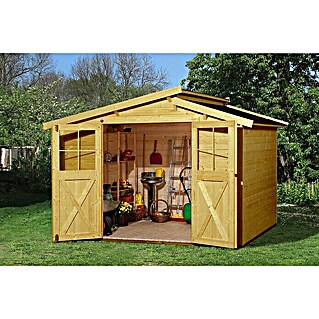 Weka Gartenhaus 323 (Außenmaß inkl. Dachüberstand (B x T): 330 x 217 cm, Holz, Eiche Hell, 5,801 m²)