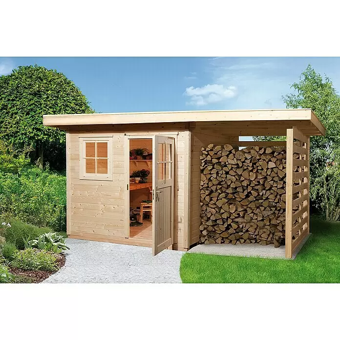 Weka Gartenhaus 170 A - Außenmaß inkl. Dachüberstand (B x T): 430 x 311 cm, Holz, Natur, 9,24 m² - Stimmungsaufnahme