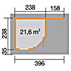 Weka Gartenhaus Designhaus 213 A (Außenmaß inkl. Dachüberstand (B x T): 442 x 278 cm, Holz, Grau/Weiß, 9,425 m²) | BAUHAUS