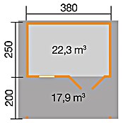 Weka Gartenhaus 111 (Außenmaß inkl. Dachüberstand (B x T): 460 x 464 cm, Holz, Natur, 17,1 m², Mit Vordach) | BAUHAUS