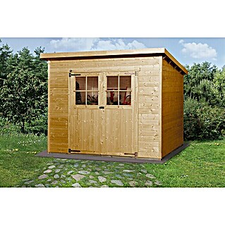 Weka Gerätehaus 325 (Außenmaß inkl. Dachüberstand (B x T): 278 x 243 cm, Holz, 4,95 m², Wandstärke: 19 mm, Eiche Hell)