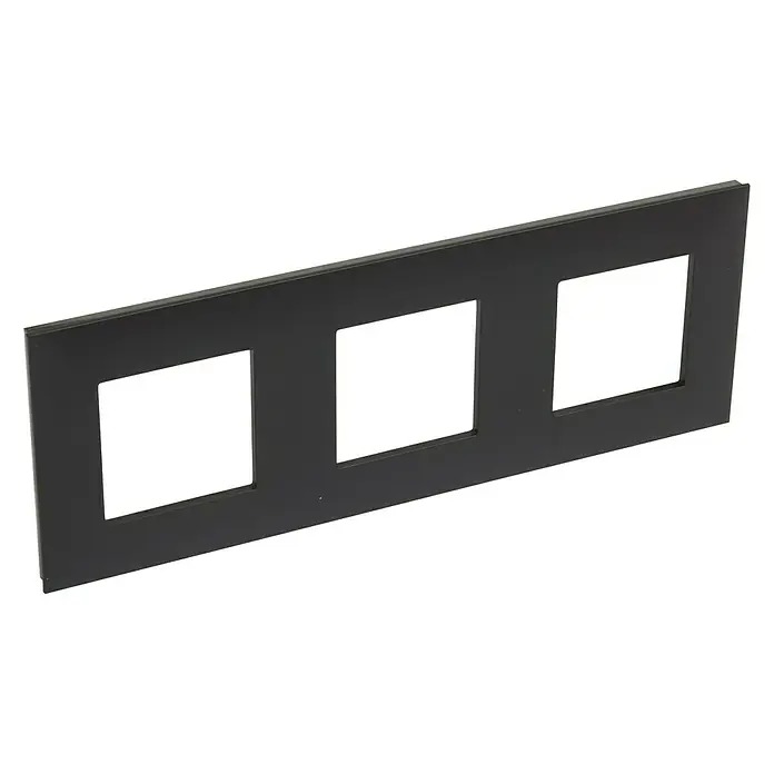 Legrand Valena Next Marco - Negro/Cromo, Modelo de mecanismos: x 3, Plástico, Instalar - Placa de interruptor triple negra para interruptores de luz elegantes. Material duradero y diseño moderno apto para cualquier habitación.